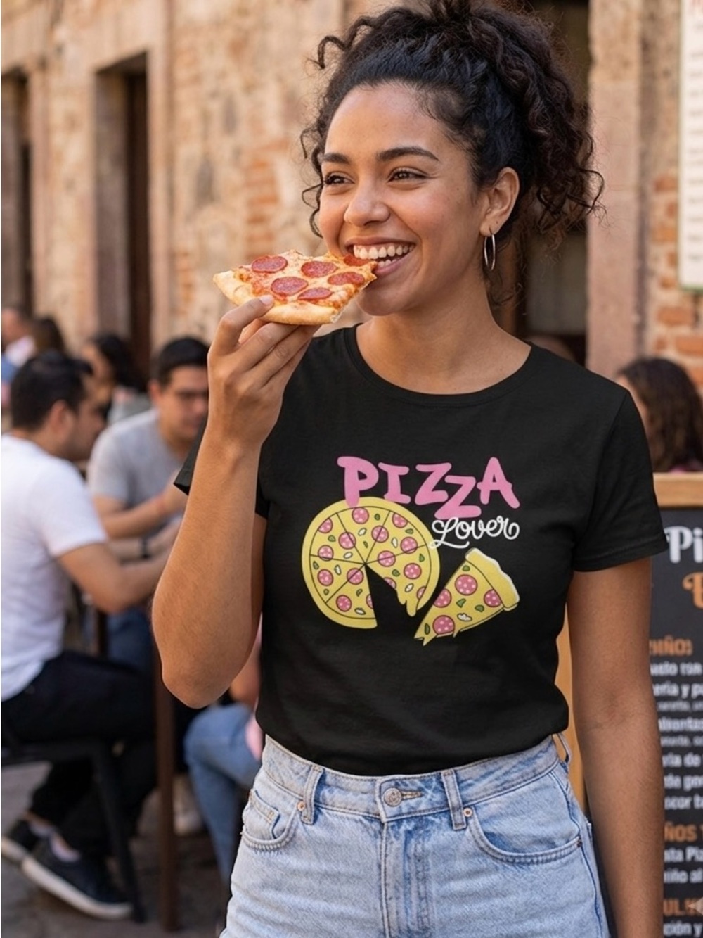 Pizza Lover Graphic Tee - Black size Small